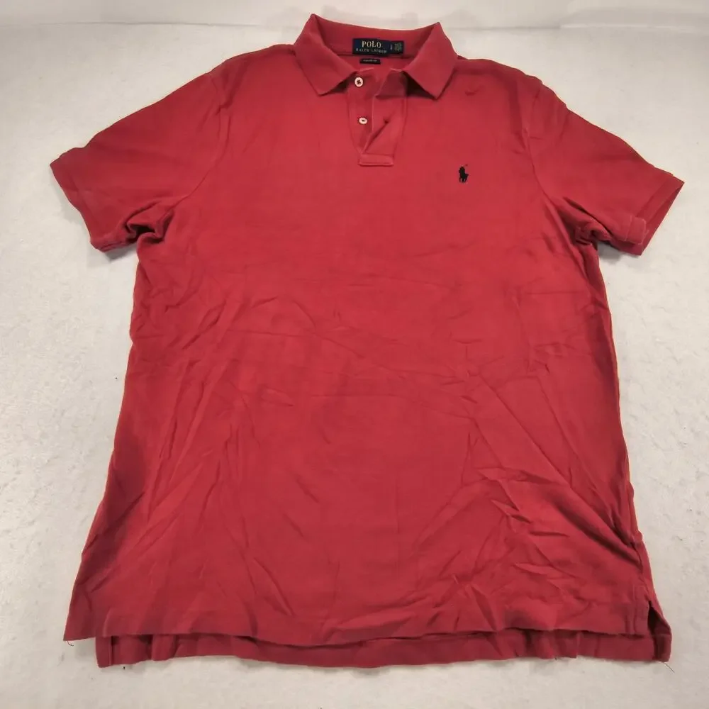 Polo Ralph Lauren Classic Fit Collared Polo Shirt Mens Size Large L Red Black